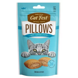 Cat Fest Pillows With Salmon Creme Treats For Cats