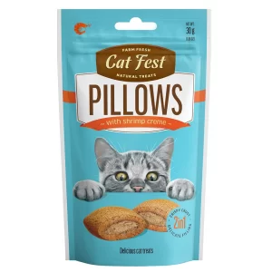 Cat Fest Pillows With Shrimp Creme Treats For Cats