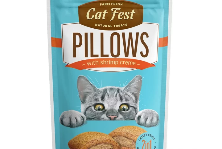 Cat Fest Pillows With Shrimp Creme Treats For Cats