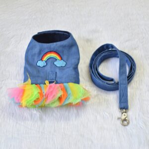 Denim Rainbow Dress/Harness/Leash Set