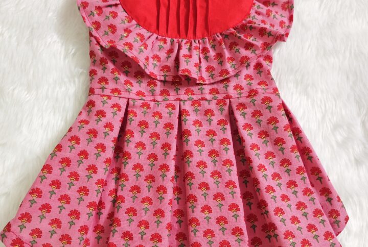 Tomato Red Floral Casual Dress For Cats & Dogs