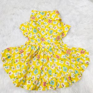 Yellow Floral Casual Dress For Cats & Dogs