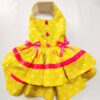 Yellow & White Polka Dot Casual Dress For Cats & Dogs