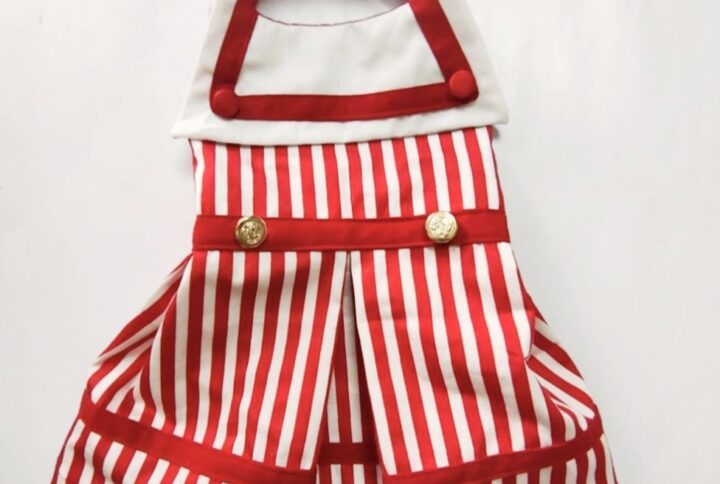 Red & White Strip Casual Dress For Cats & Dogs