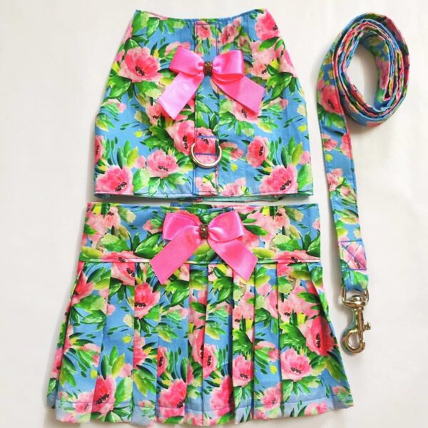 Wild Flower Dress/Harness/Leash Set For Cats & Dogs