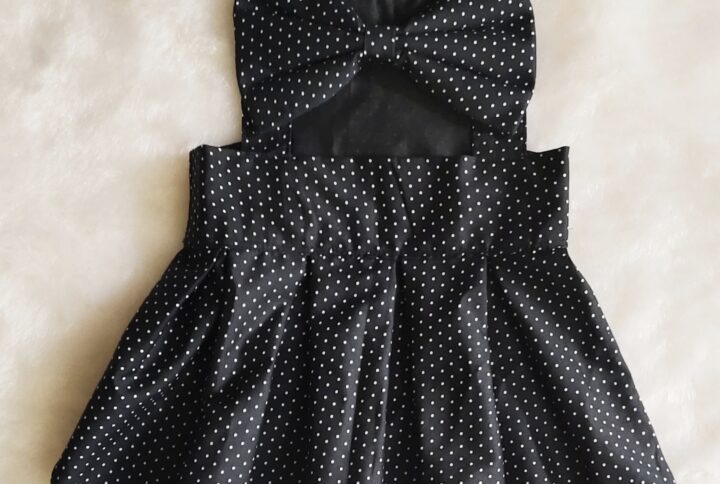 Black Polka Big Bow Backless Casual Dress For Cats & Dogs
