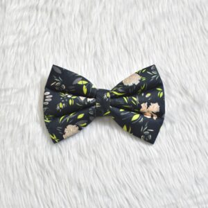 Black Neon Green Floral Bow For Cats & Dogs