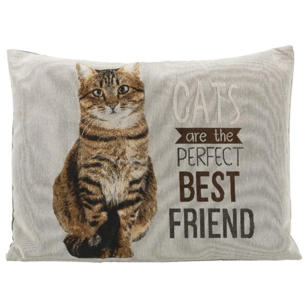 Square Cushion Cat Print – Grey Color – Cushions For Dogs