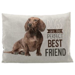 Square Cushion Dachshund Print – Grey Color – Cushion For Dogs