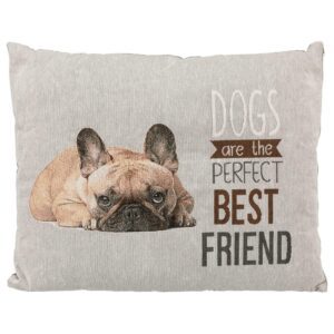 Square Cushion French Bulldog Print – Grey Color – Cushion For Dogs