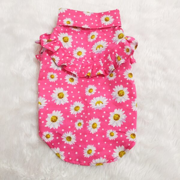 Pink Daisy Flower Frill Shirt For Cats & Dogs