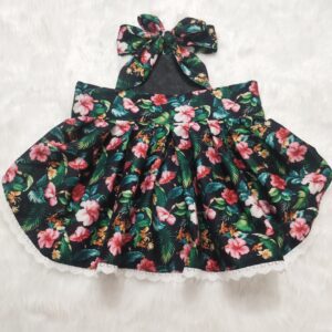 Floral Black Backless Summer Dress For Cats & Dogs