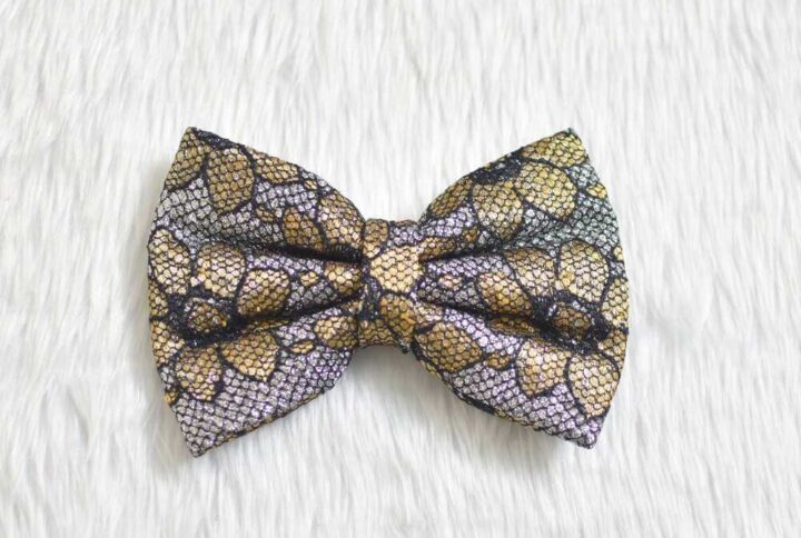 Furvilla Black Golden Floral Bow