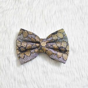 Furvilla Black Golden Silver Floral Fancy Bow