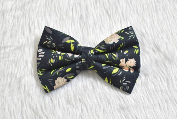 Furvilla Black Neon Green Floral Bow