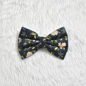 Furvilla Black Neon Green Floral Bow Tie