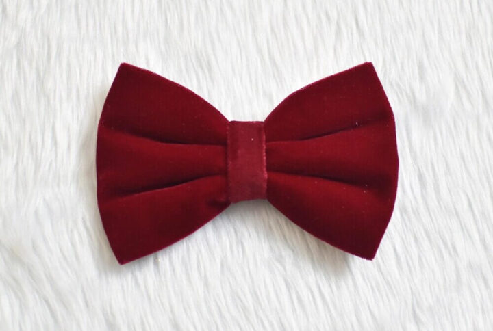 Furvilla Plain Maroon Velvet Bow