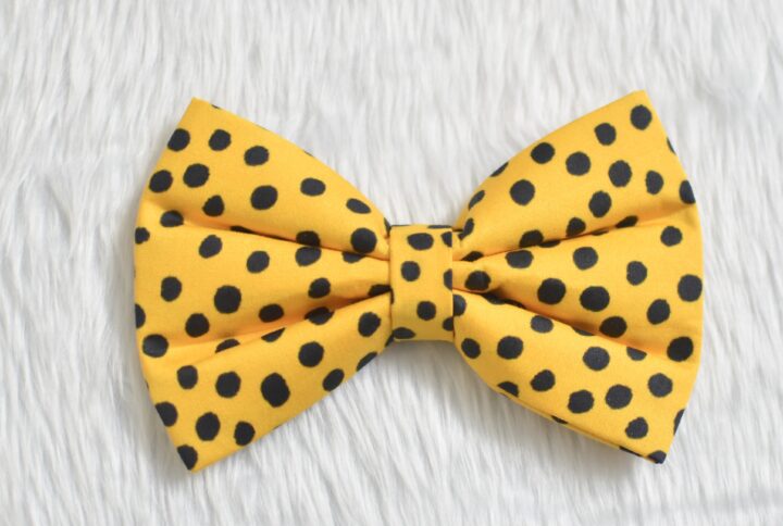 Aesthetic Mustard Yellow Polka Dot Bow For Cats & Dogs