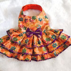 Orange With Purple Floral Festive Dress For Cats & Dogs