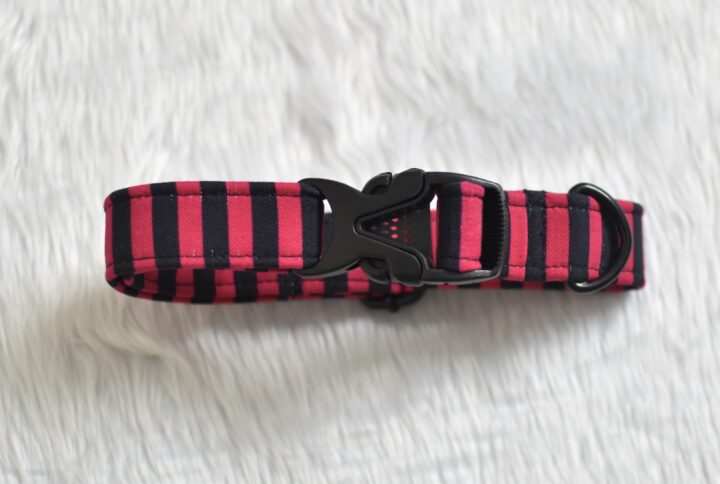 Pink & Black Stripe Collar For Cats & Dogs