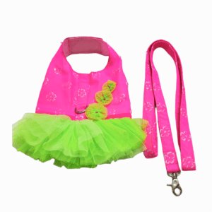 Pink Neon Dress/Harness/Leash Set For Cats & Dogs