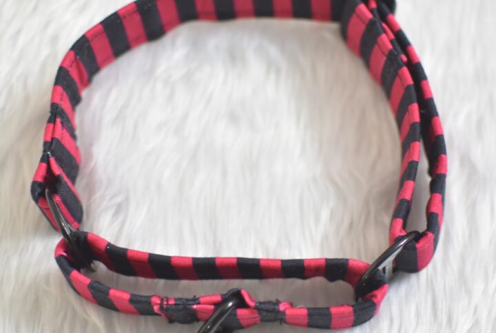 Premium Pink & Black Stripe Martingale Collar For Dogs