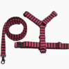 Pink & Black Stripe H-Type Harness Leash Set For Dogs
