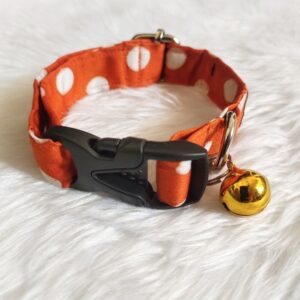 Furvilla Orange White Polka Dot Puppy Collar Cat Collar