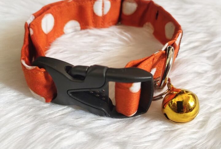 Furvilla Orange White Polka Dot Puppy Collar Cat Collar