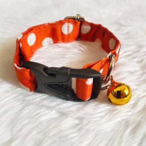 Orange With White Polka Dot Collar For Cats & Puppies