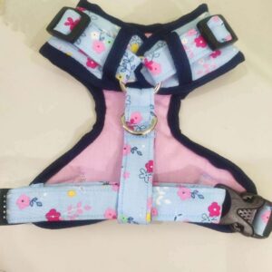 Furvilla Floral Blue Harness for Dogs with Leash Set Back