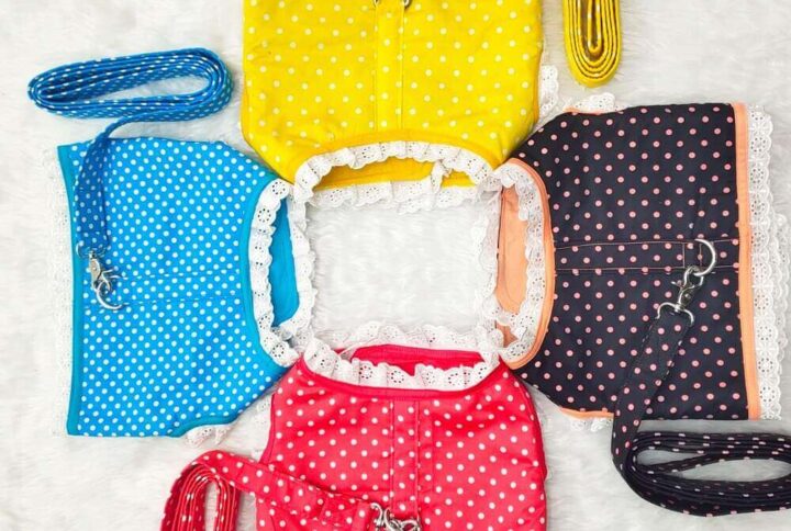 Polka Dot Vest/Harness/Leash Set Collection For Cats & Dogs