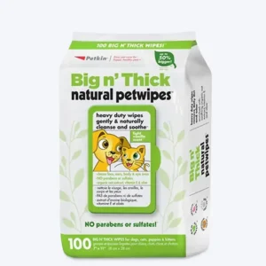 Petkin Big N’Thick Natural Petwipes – Wipes For Cats & Dogs