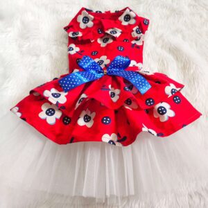 Red Blue Floral Dress – Casual Dress For Cats & Dogs