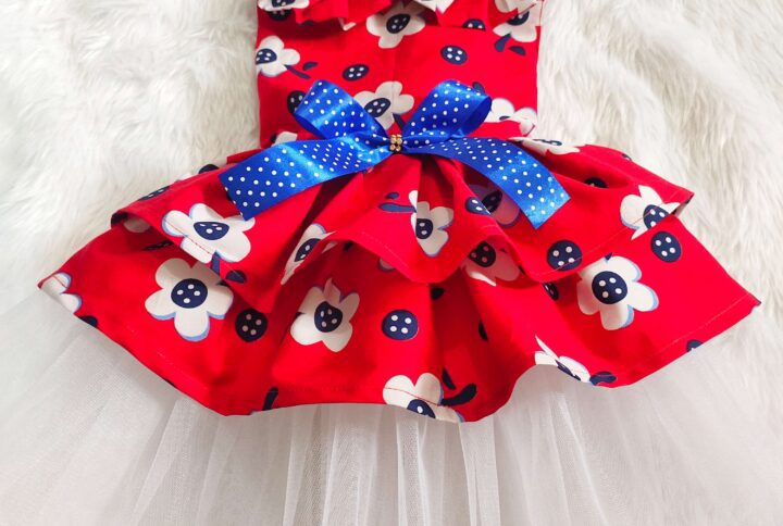 Red Blue Floral Dress – Casual Dress For Cats & Dogs