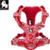 Cotton Floral Pet Harness For Dogs – Poppy Red Color