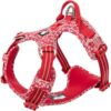 True Love Adjustable Control Cotton Floral Pet Harness Poppy Red Side