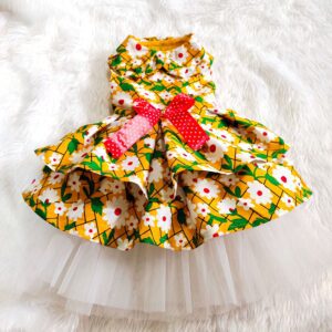 Yellow Red Floral Dress – Casual Dress For Cats & Dogs