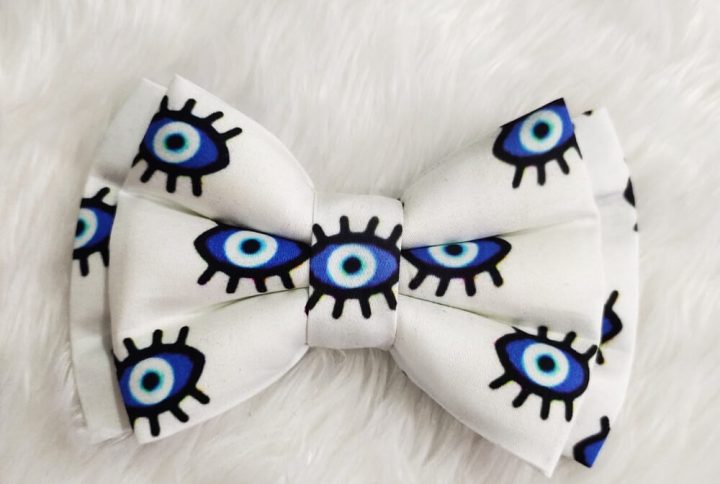Furvilla Blue White Evil Eye Bow