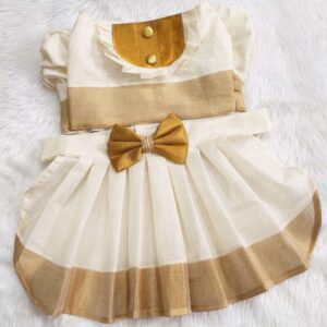 Furvilla Traditional Cotton Set Frock with Gold Border