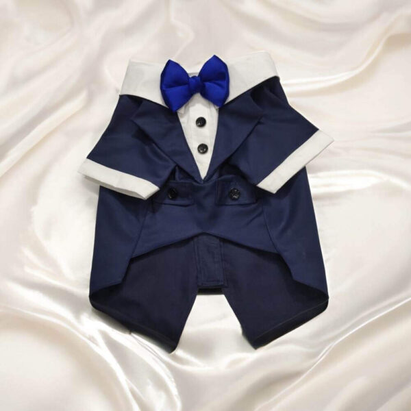 White & Blue Wrap Tuxedo For Cats & Dogs