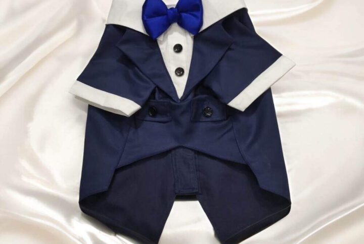 White & Blue Wrap Tuxedo For Cats & Dogs