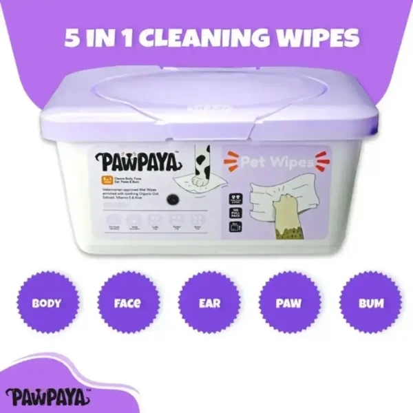 Pawpaya Pet Wipes 100 Pack Tub Props1