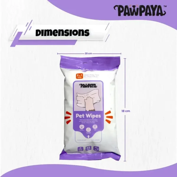 Pawpaya Pet Wipes Dimensions