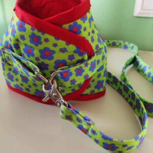 Furvilla Neon Green Floral Step In Harness for small dogs Leash Set Backside