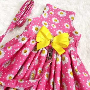 Furvilla Pink Daisy Flower Theme Dress Harness Leash Set