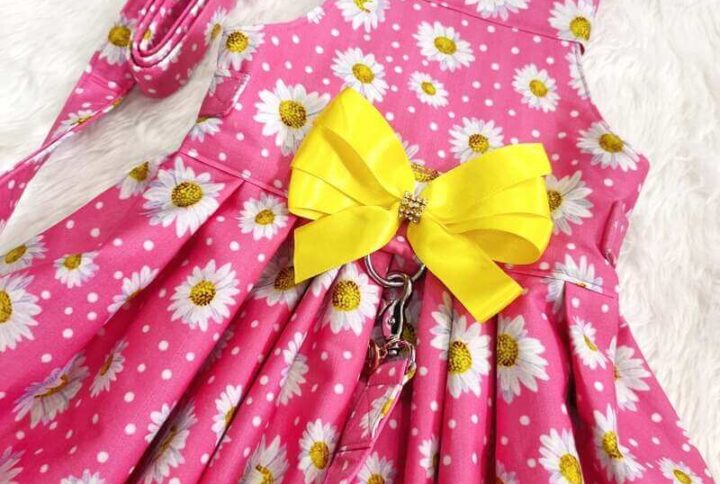 Furvilla Pink Daisy Flower Theme Dress Harness Leash Set