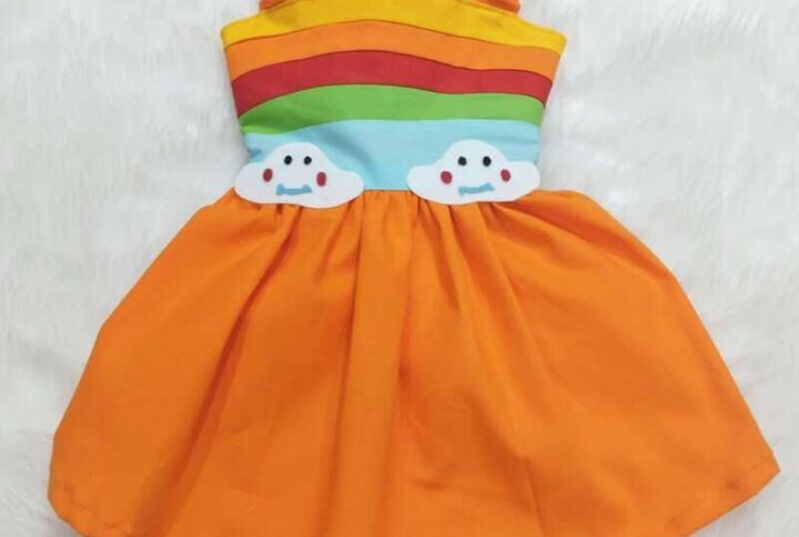 Furvilla Rainbow Theme Cloud Emoji Orange Dress