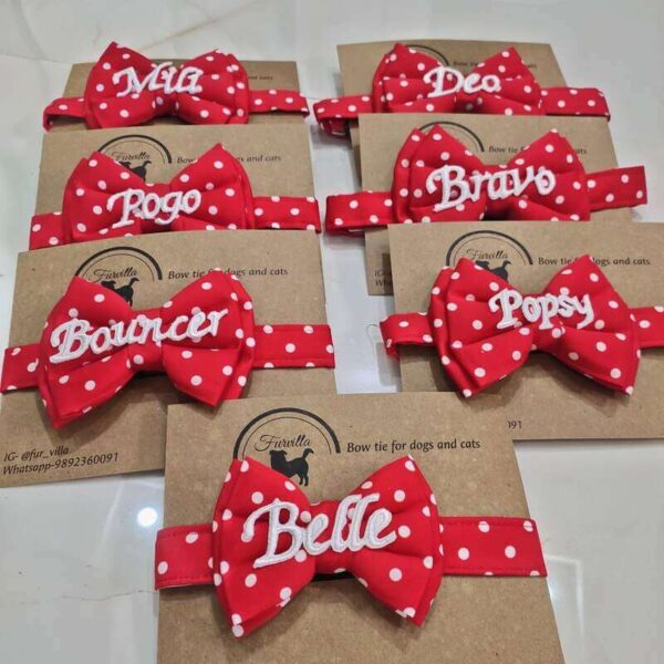 Furvilla Red with White Polka Dots Customizable Bow