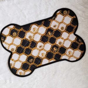 Furvilla Gold Black Dog Bowl Mat